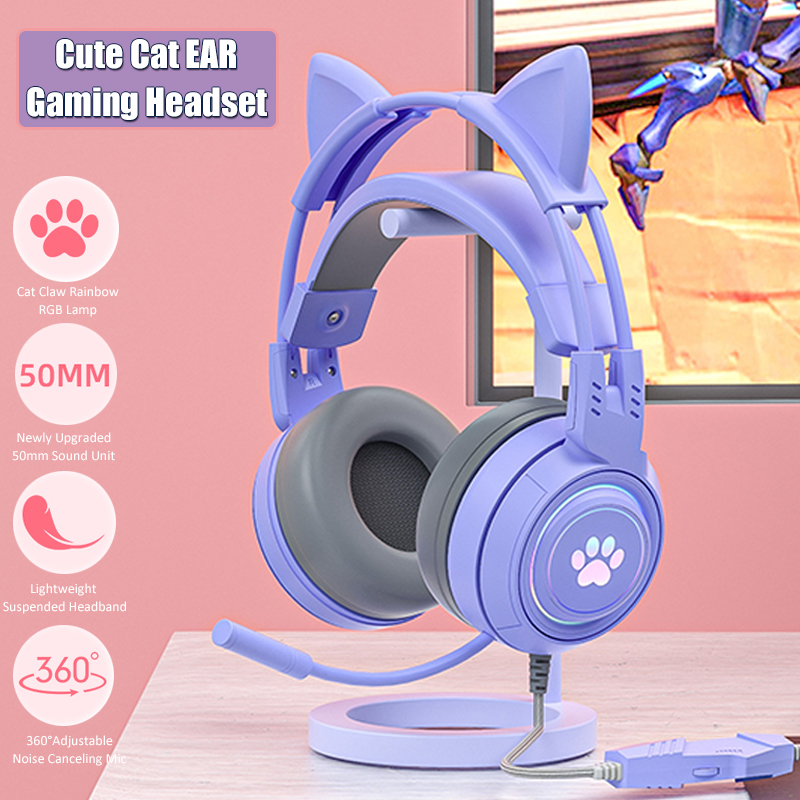 Gaming Accessories Kids - Headphone game telinga kucing lucu dengan